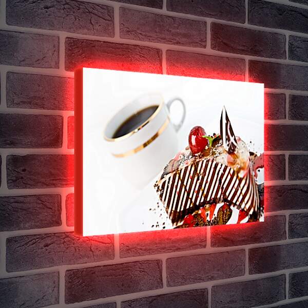 Лайтбокс световая панель - Кусочек торта и чашка кофе