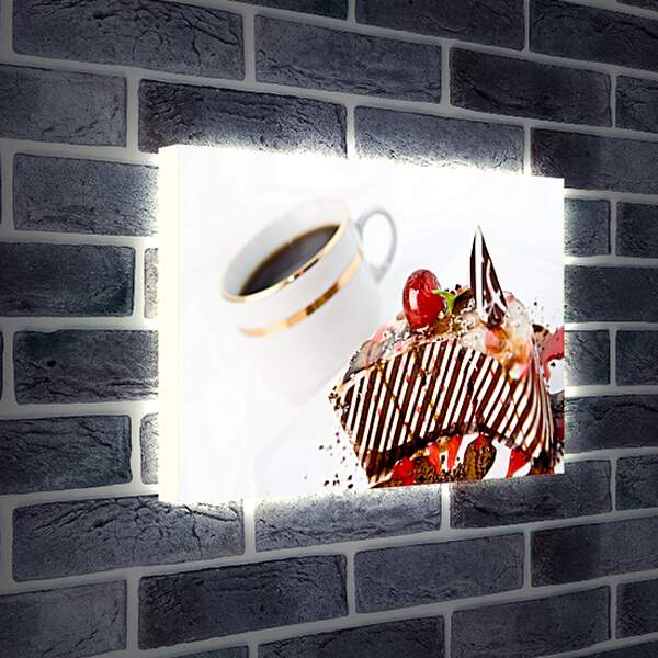 Лайтбокс световая панель - Кусочек торта и чашка кофе