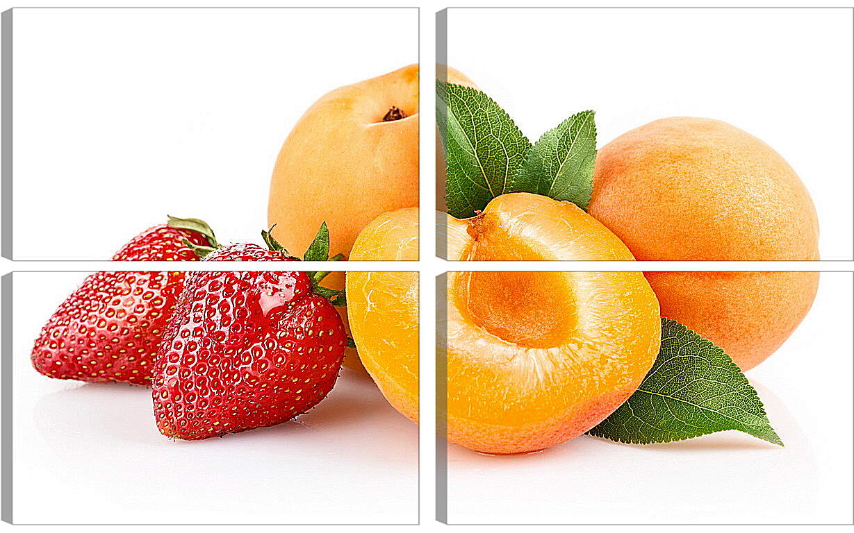 Модульная картина - Две клубники и персики