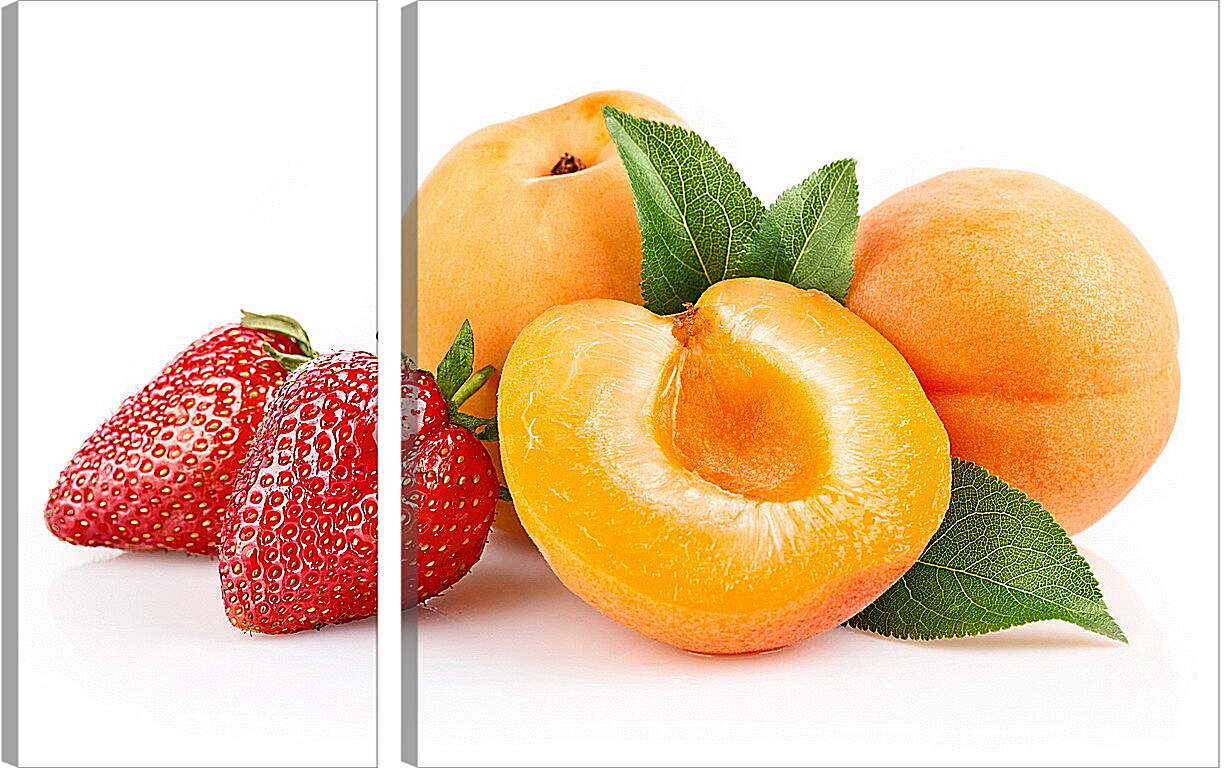 Модульная картина - Две клубники и персики