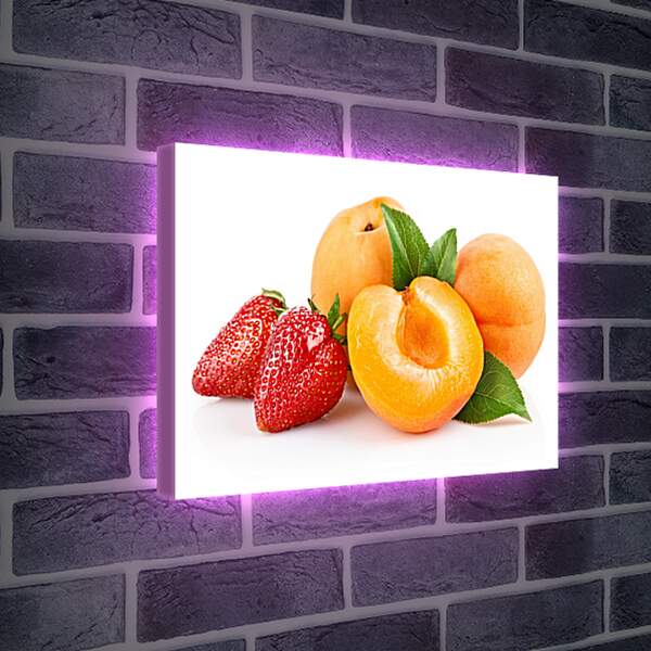 Лайтбокс световая панель - Две клубники и персики