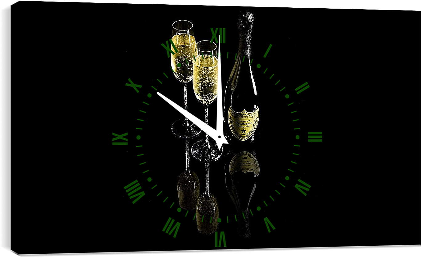 Часы картина - Два красивых бокала и бутылка