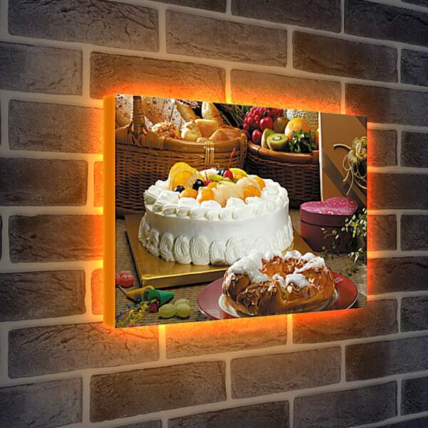 Лайтбокс световая панель - Фрукты, хлебная выпечка и торт