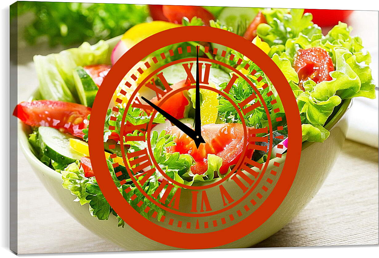 Часы картина - Салат с огурцами и помидорами