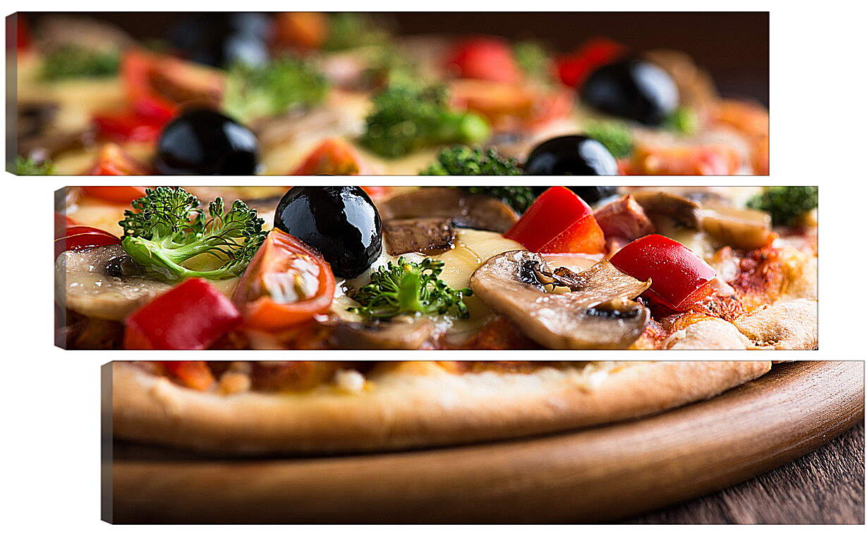Модульная картина - Пицца с оливками и грибами