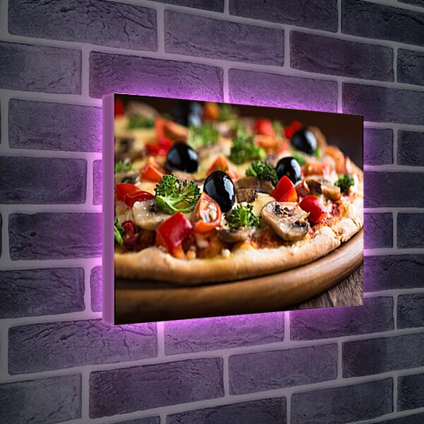 Лайтбокс световая панель - Пицца с оливками и грибами