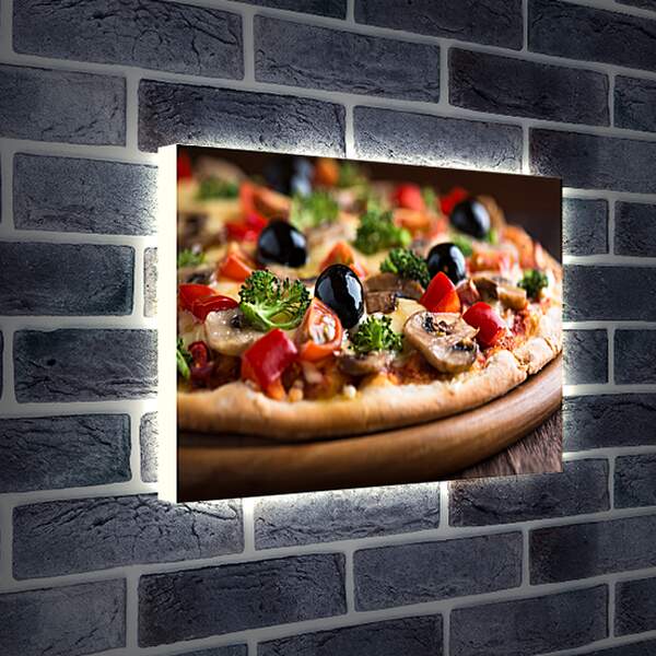Лайтбокс световая панель - Пицца с оливками и грибами