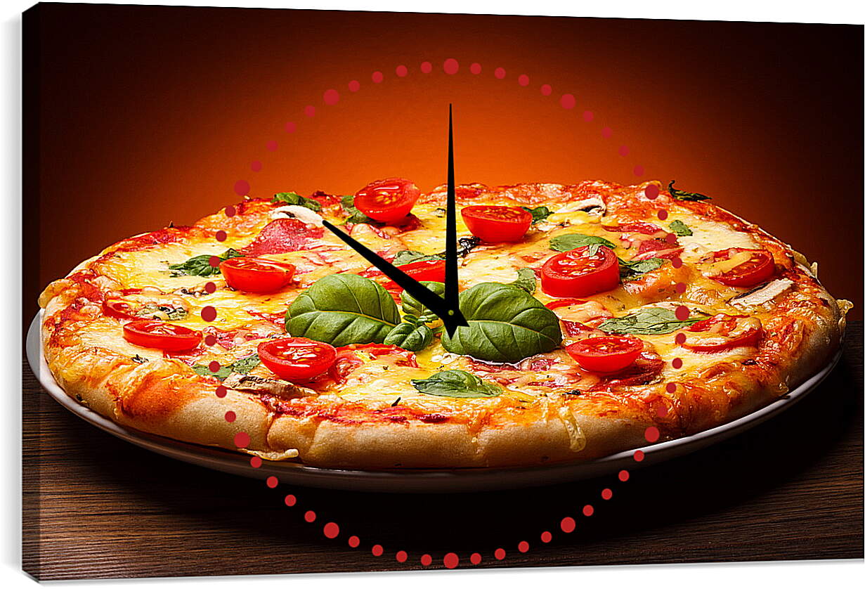 Часы картина - Тёплая и вкусная пицца