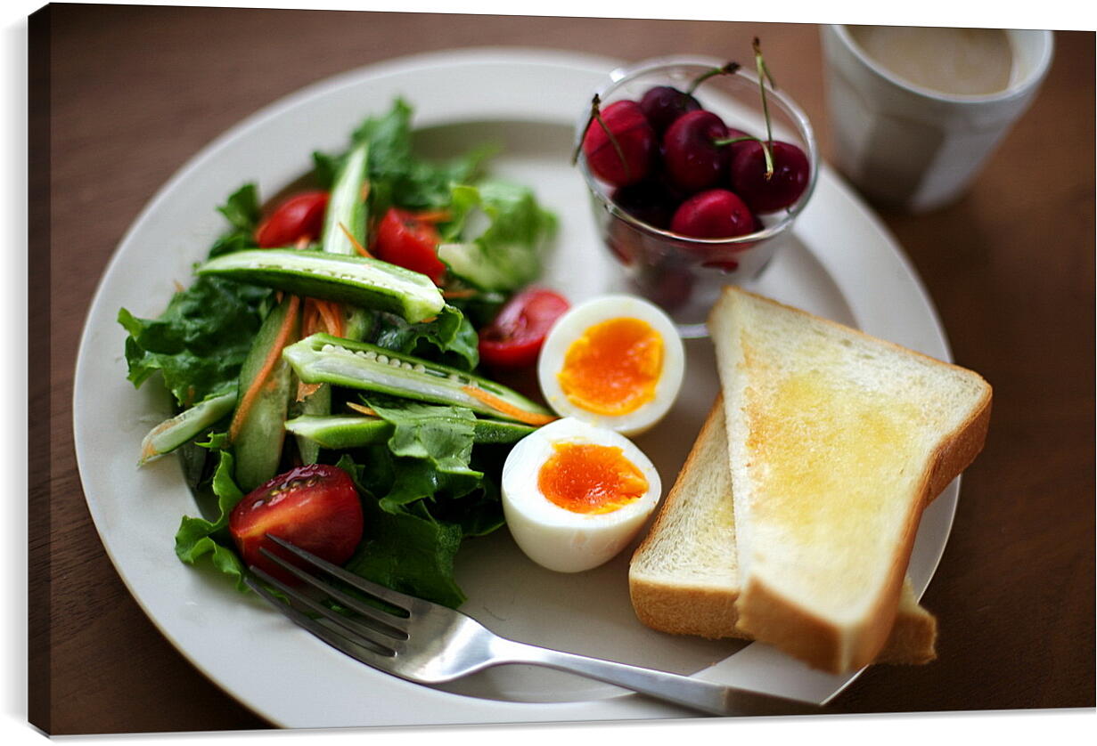 Постер и плакат - Вкусный завтрак с варёными яйцами