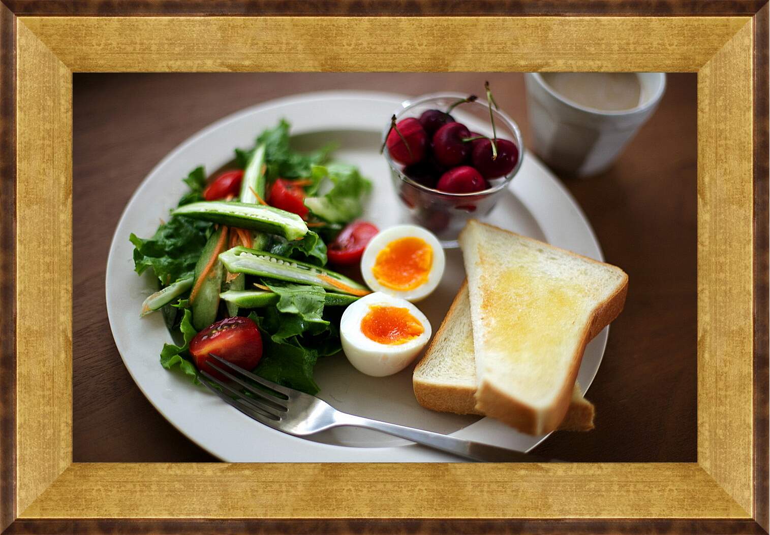 Картина в раме - Вкусный завтрак с варёными яйцами