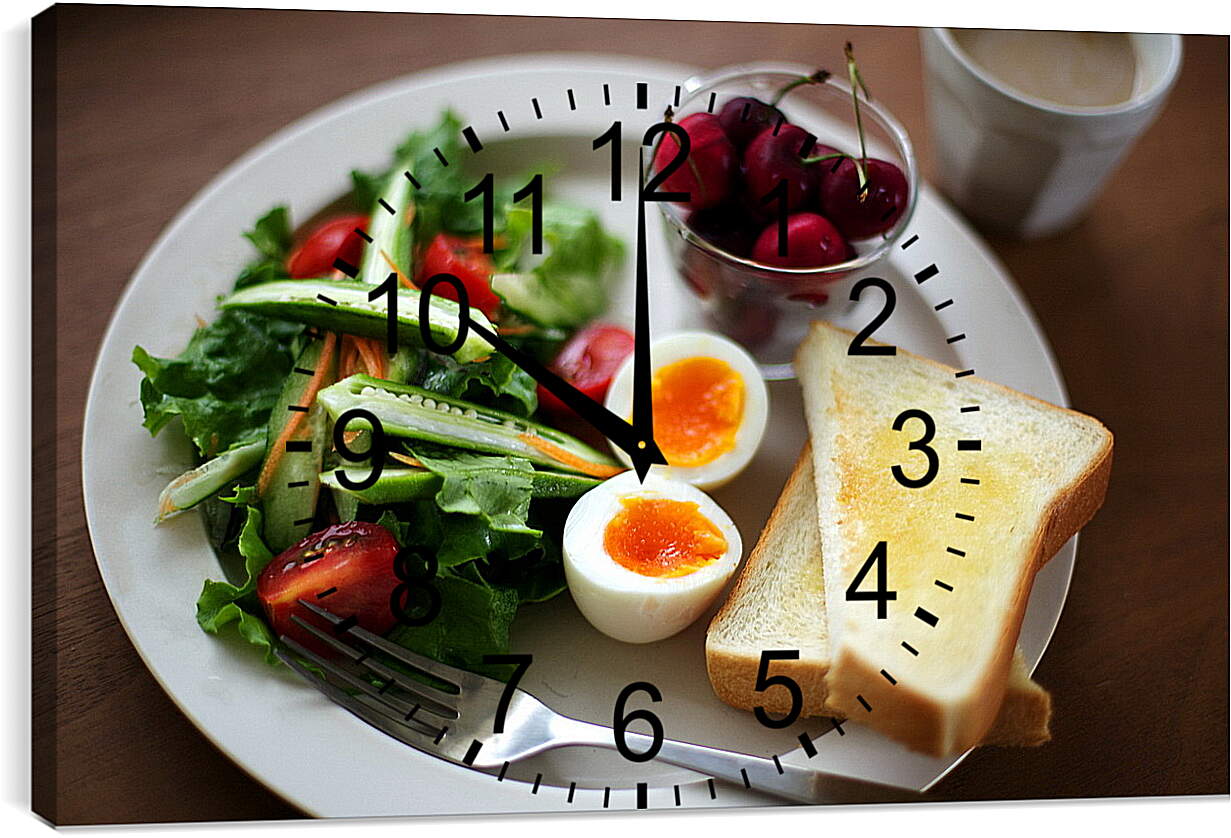 Часы картина - Вкусный завтрак с варёными яйцами