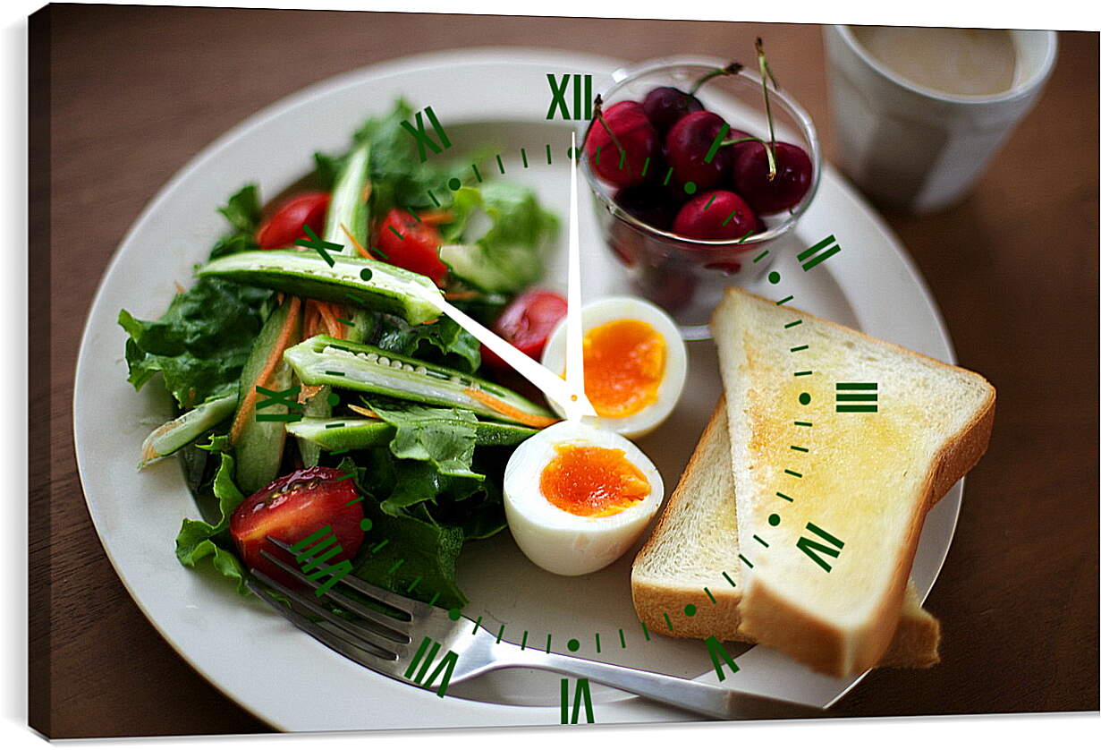 Часы картина - Вкусный завтрак с варёными яйцами