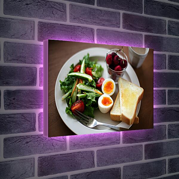 Лайтбокс световая панель - Вкусный завтрак с варёными яйцами
