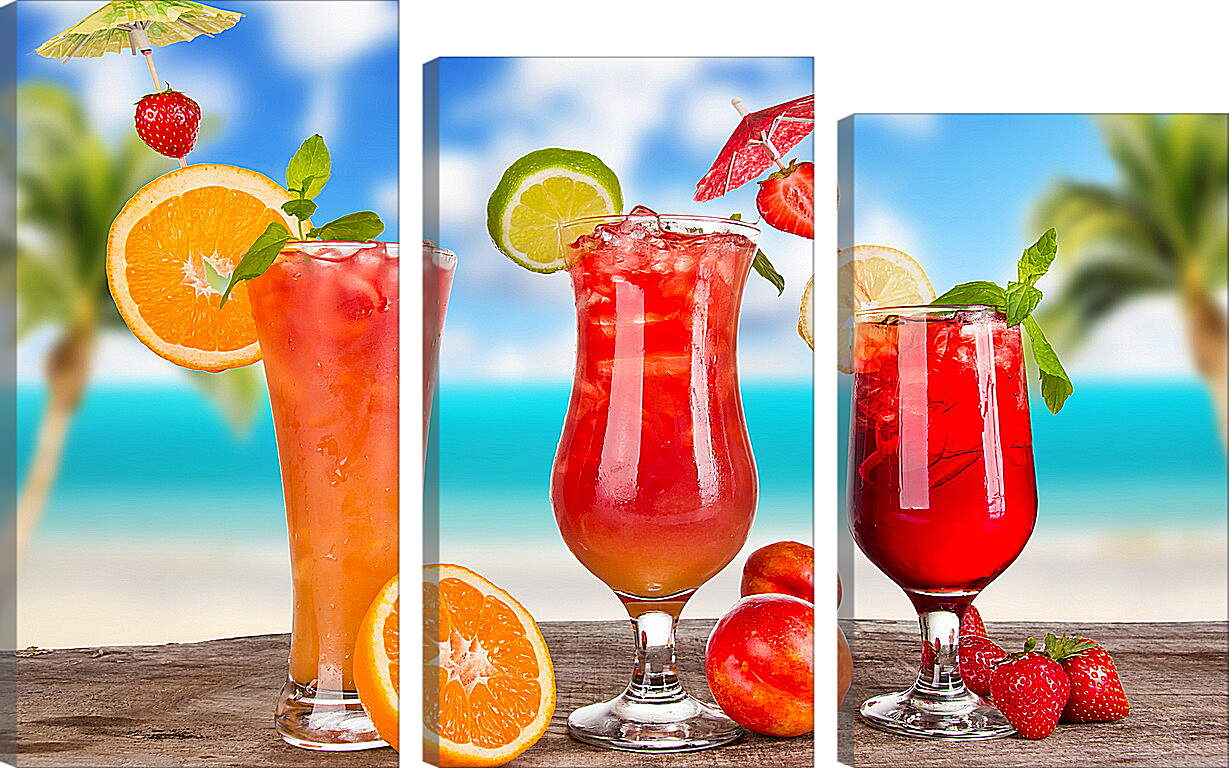 Модульная картина - Три бокала коктейля разных размеров
