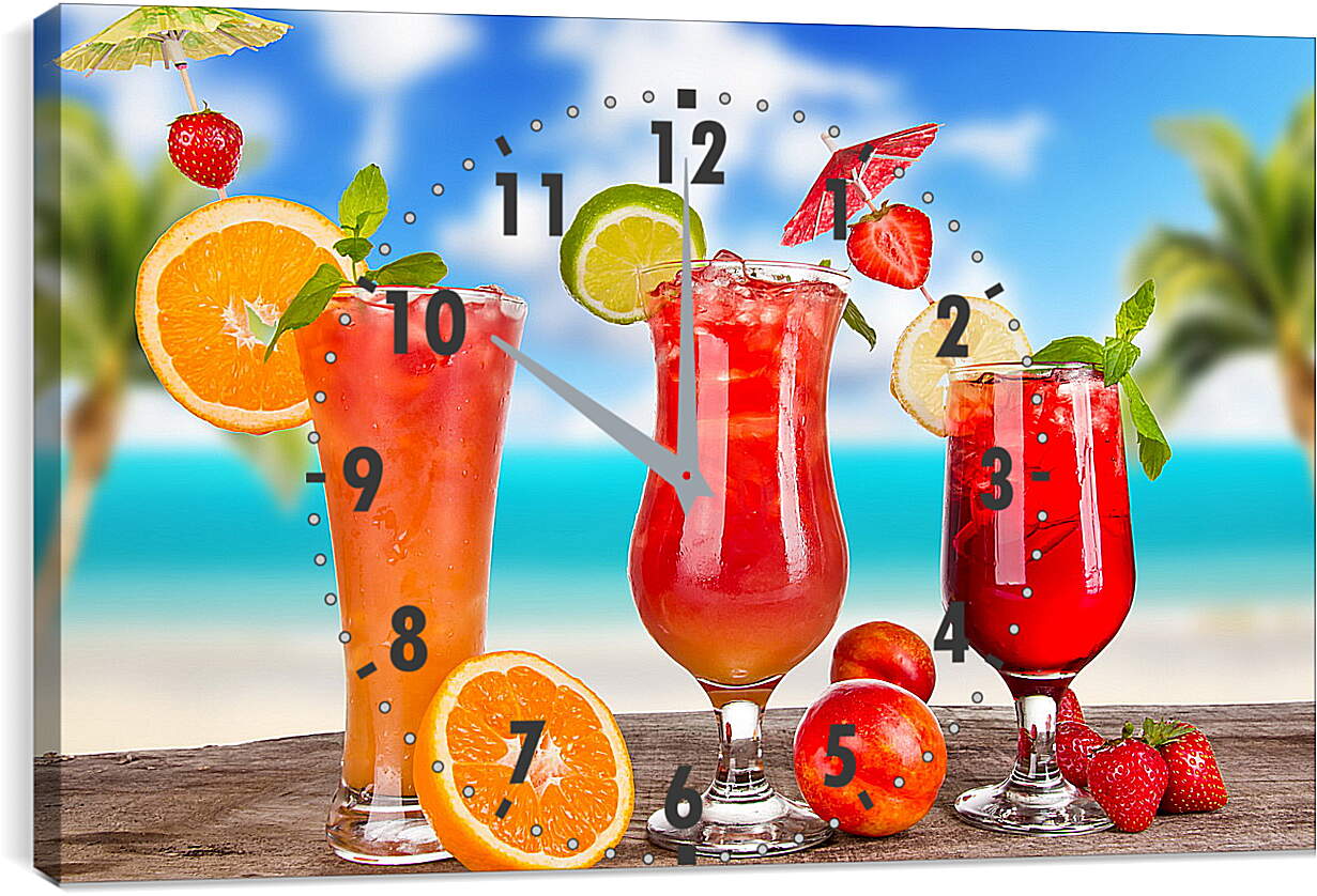 Часы картина - Три бокала коктейля разных размеров