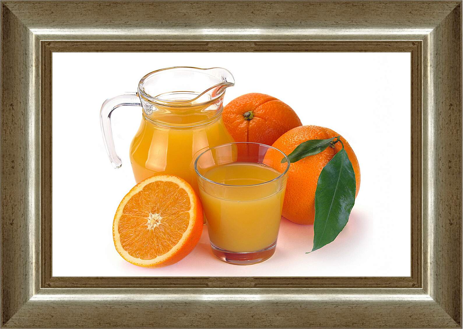 Картина в раме - Кувшин и стакан апельсинового сока