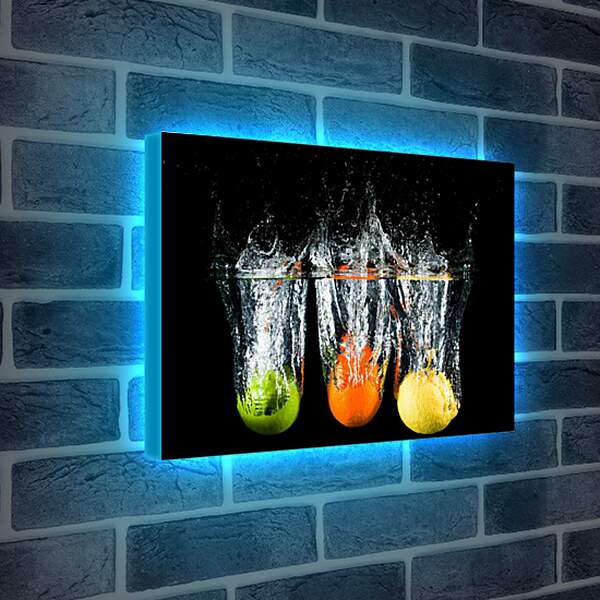 Лайтбокс световая панель - Три фрукта под водой