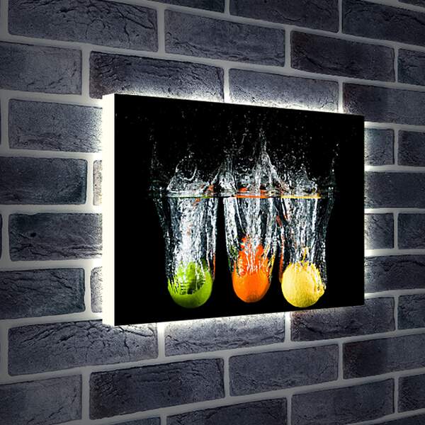 Лайтбокс световая панель - Три фрукта под водой