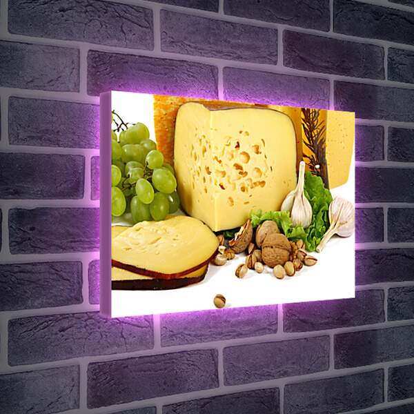 Лайтбокс световая панель - Виноград, сыр, орехи и чеснок