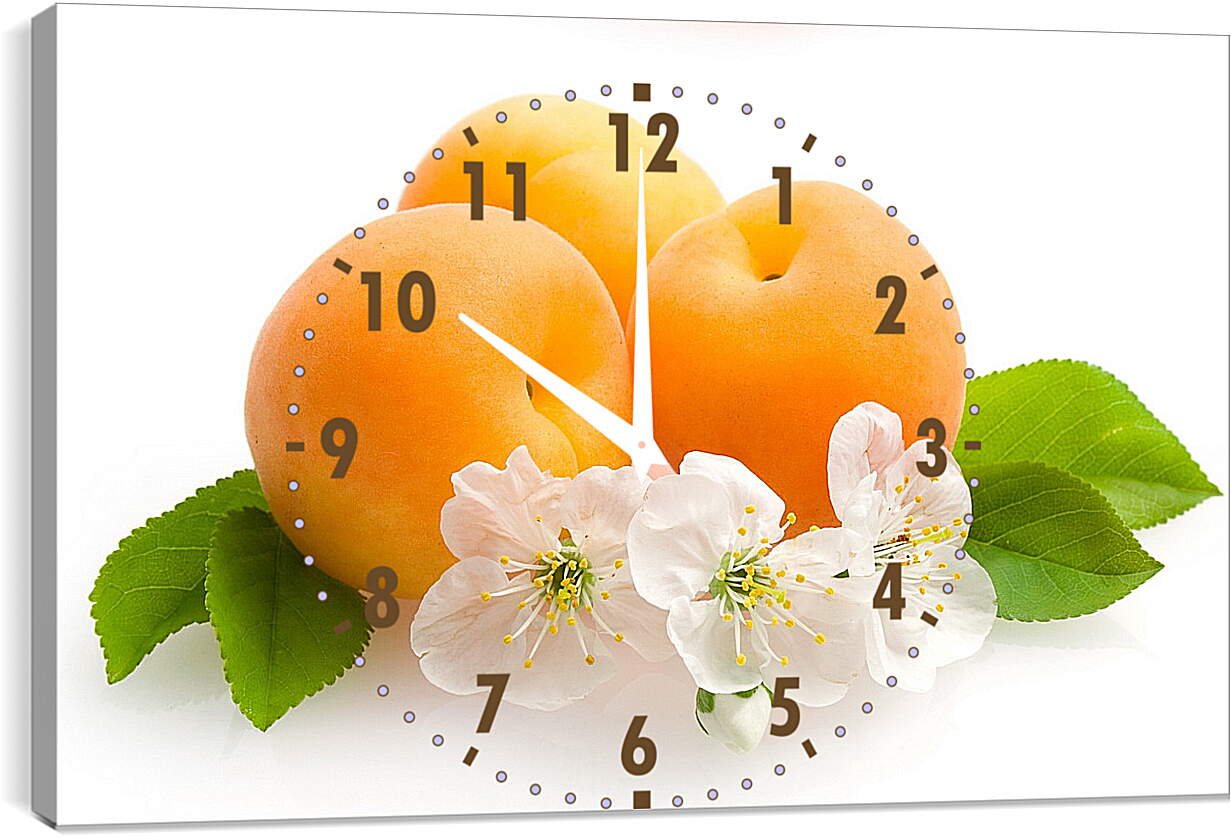 Часы картина - Персики на белом фоне