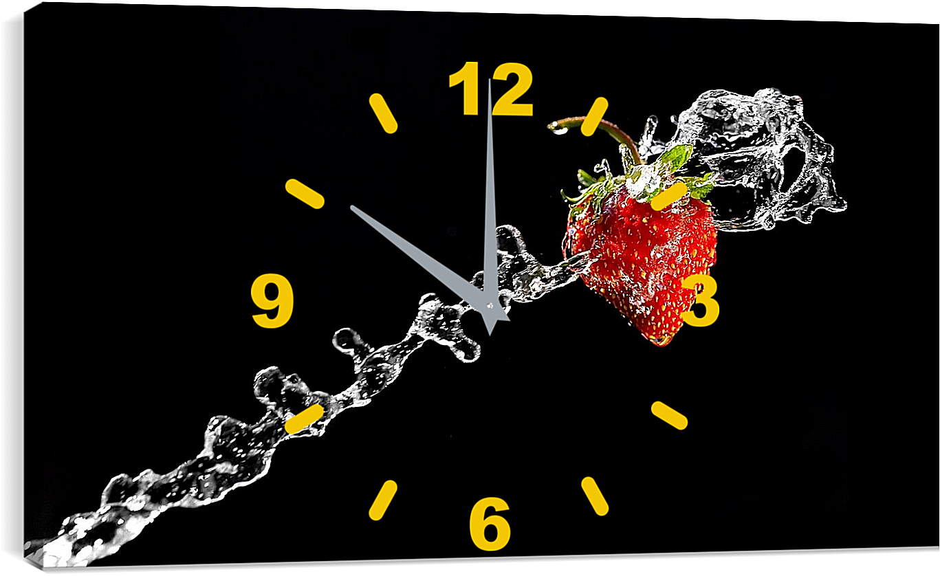 Часы картина - Клубника под струёй воды