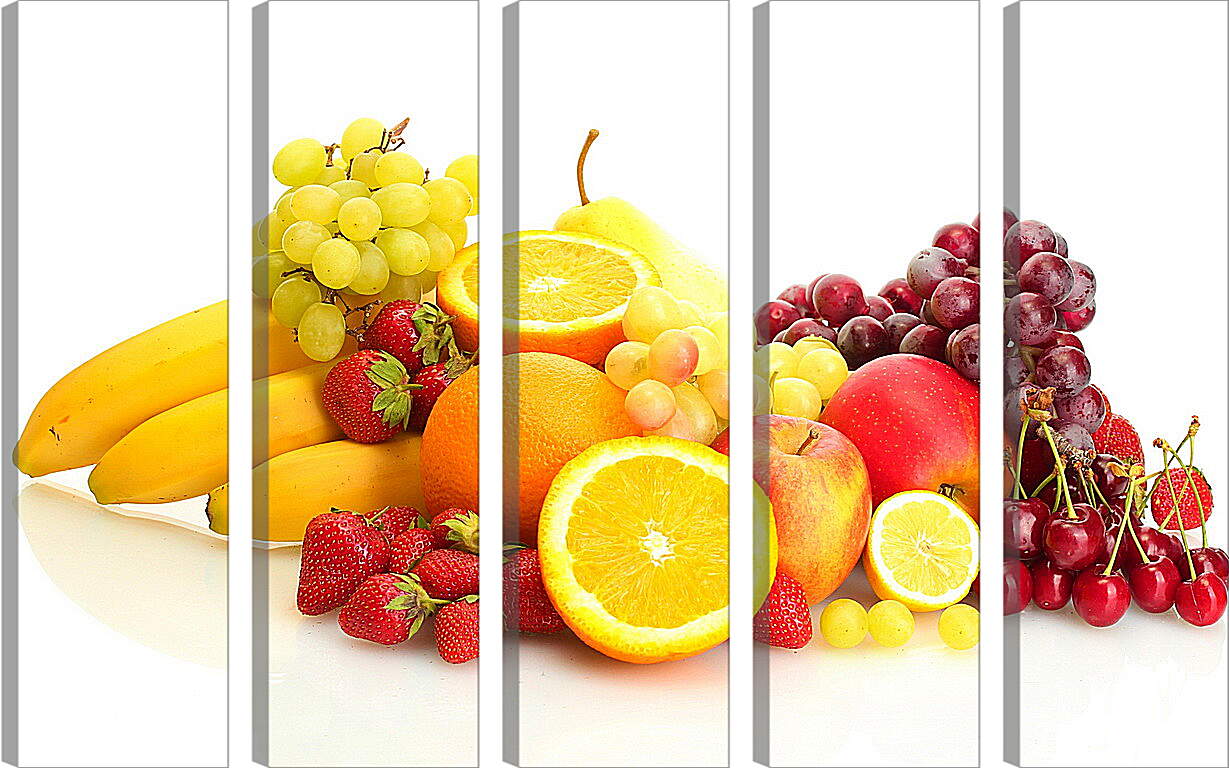 Модульная картина - Бананы, клубника и другие ягоды и фрукты