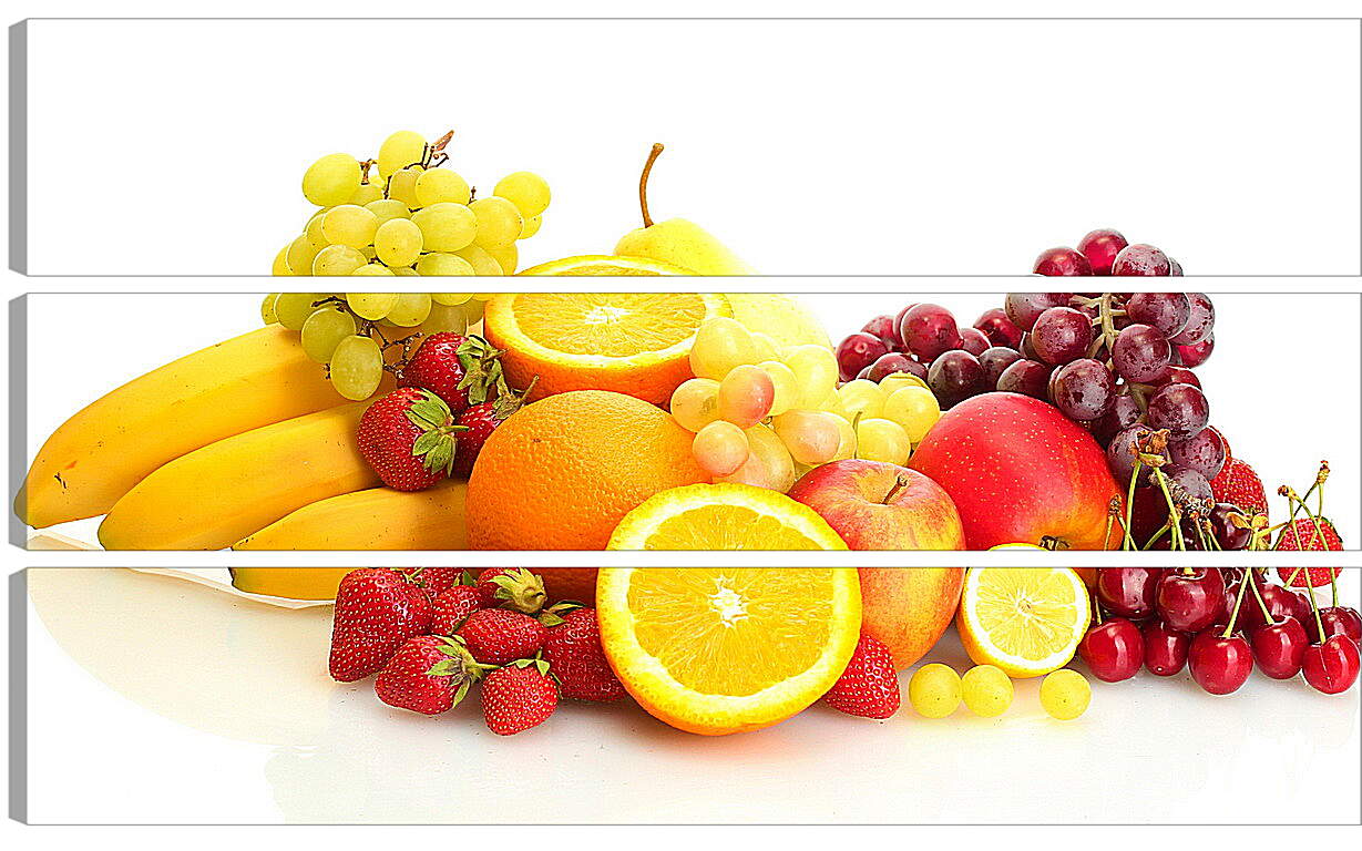 Модульная картина - Бананы, клубника и другие ягоды и фрукты