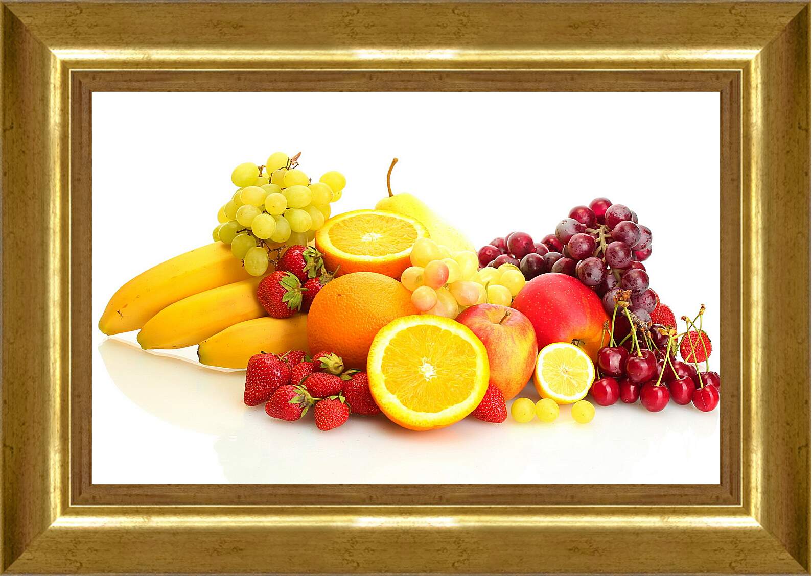 Картина в раме - Бананы, клубника и другие ягоды и фрукты