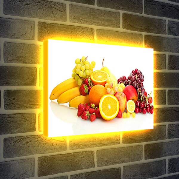 Лайтбокс световая панель - Бананы, клубника и другие ягоды и фрукты