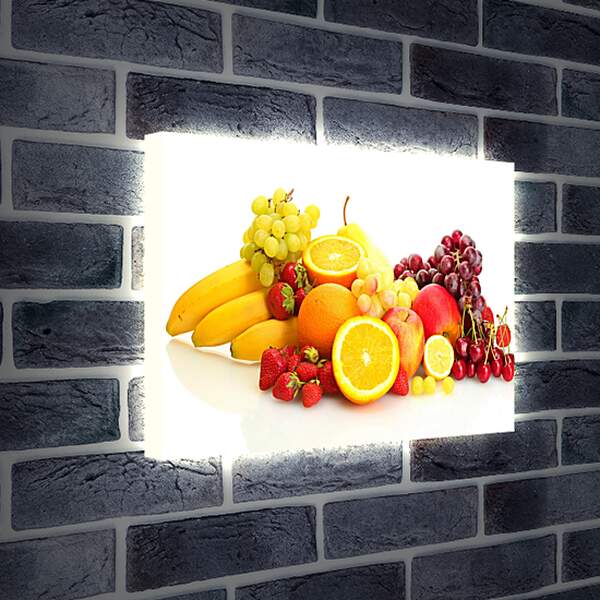 Лайтбокс световая панель - Бананы, клубника и другие ягоды и фрукты