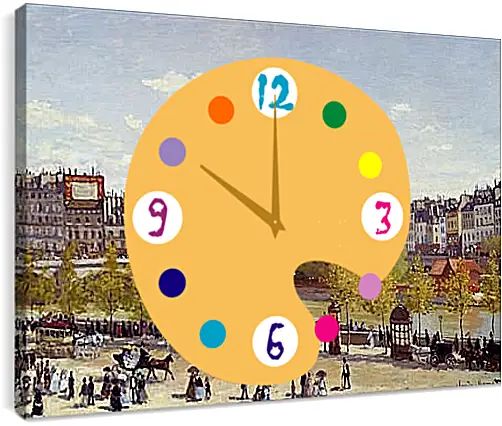 Часы картина - Quai du Louvre. Клод Моне