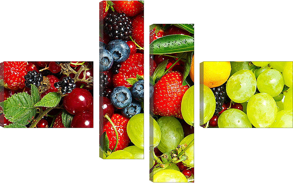 Модульная картина - Ягоды и фрукты вид сверху