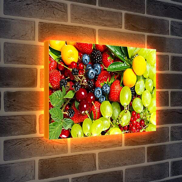 Лайтбокс световая панель - Ягоды и фрукты вид сверху