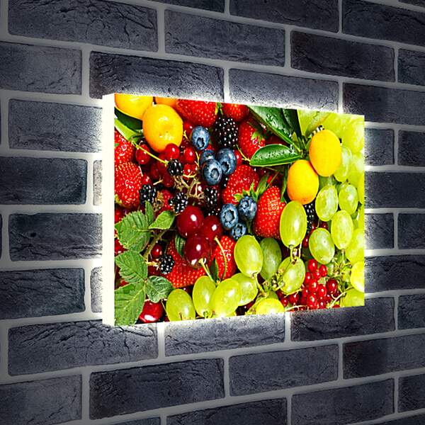 Лайтбокс световая панель - Ягоды и фрукты вид сверху