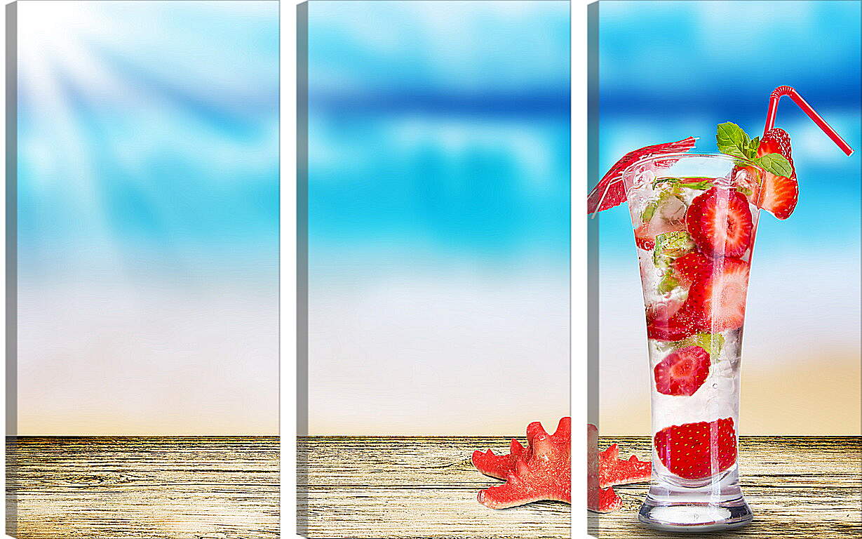 Модульная картина - Клубника в стакане со льдом
