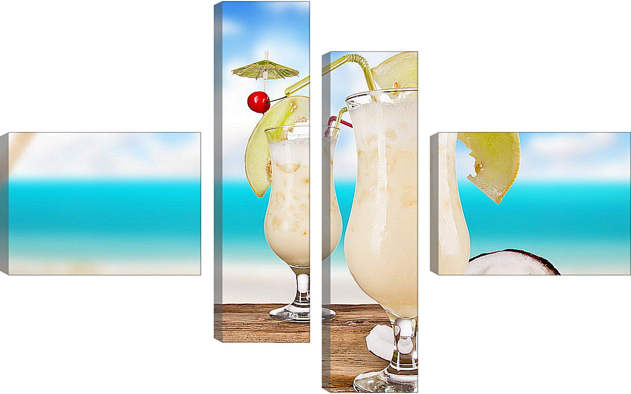 Модульная картина - Два бокала коктейля с кусочками лайма