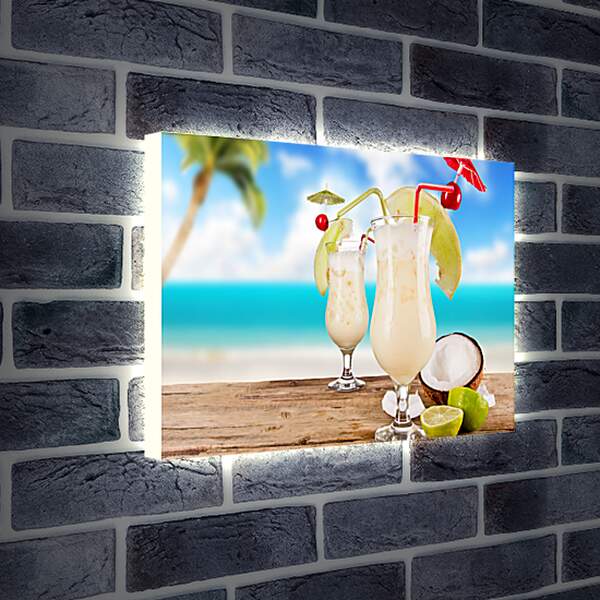 Лайтбокс световая панель - Два бокала коктейля с кусочками лайма