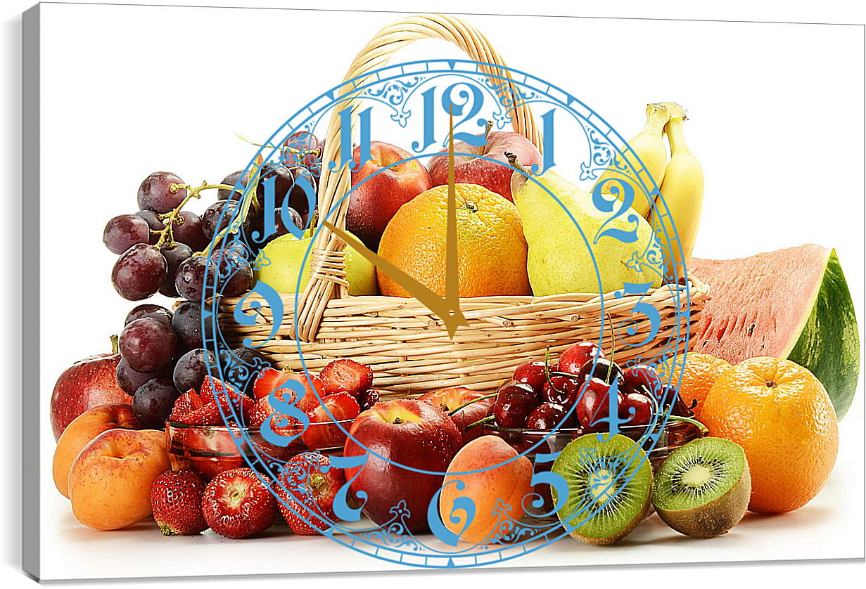 Часы картина - Ассорти фруктов и ягод