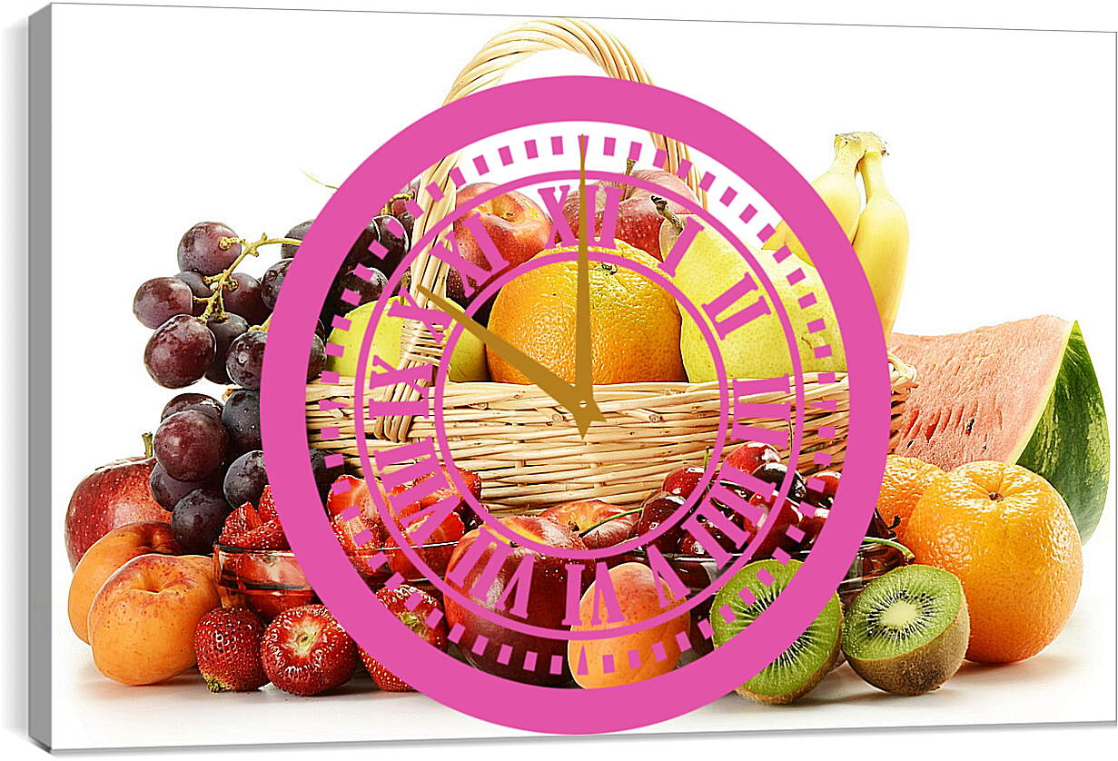 Часы картина - Ассорти фруктов и ягод