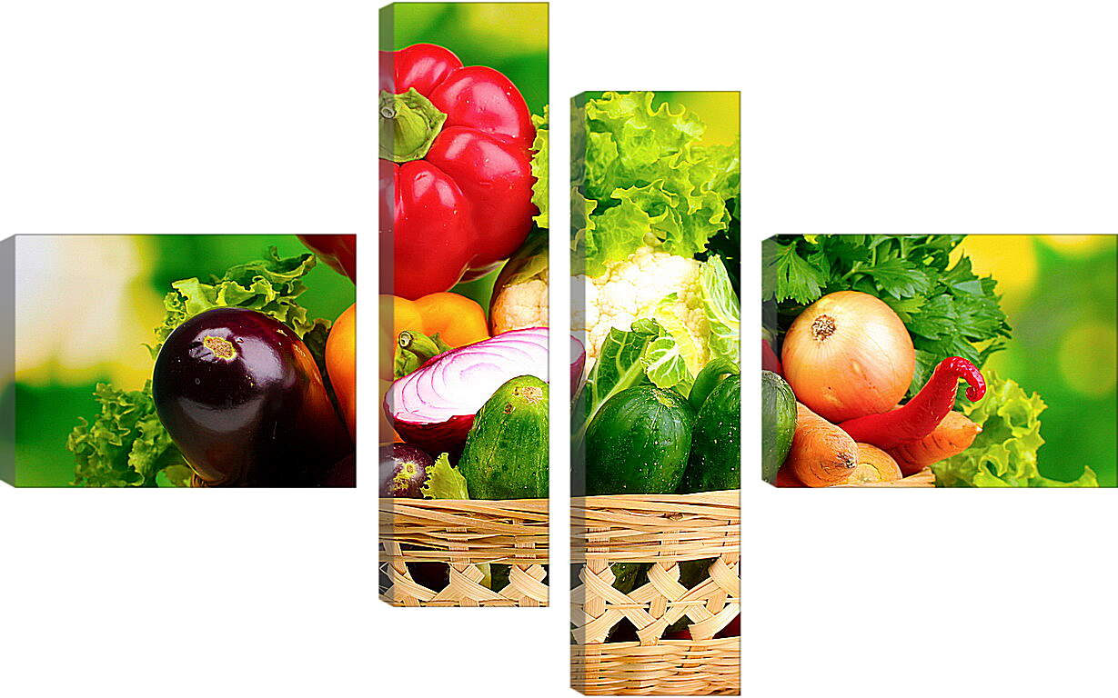 Модульная картина - Плетёная корзинка овощей