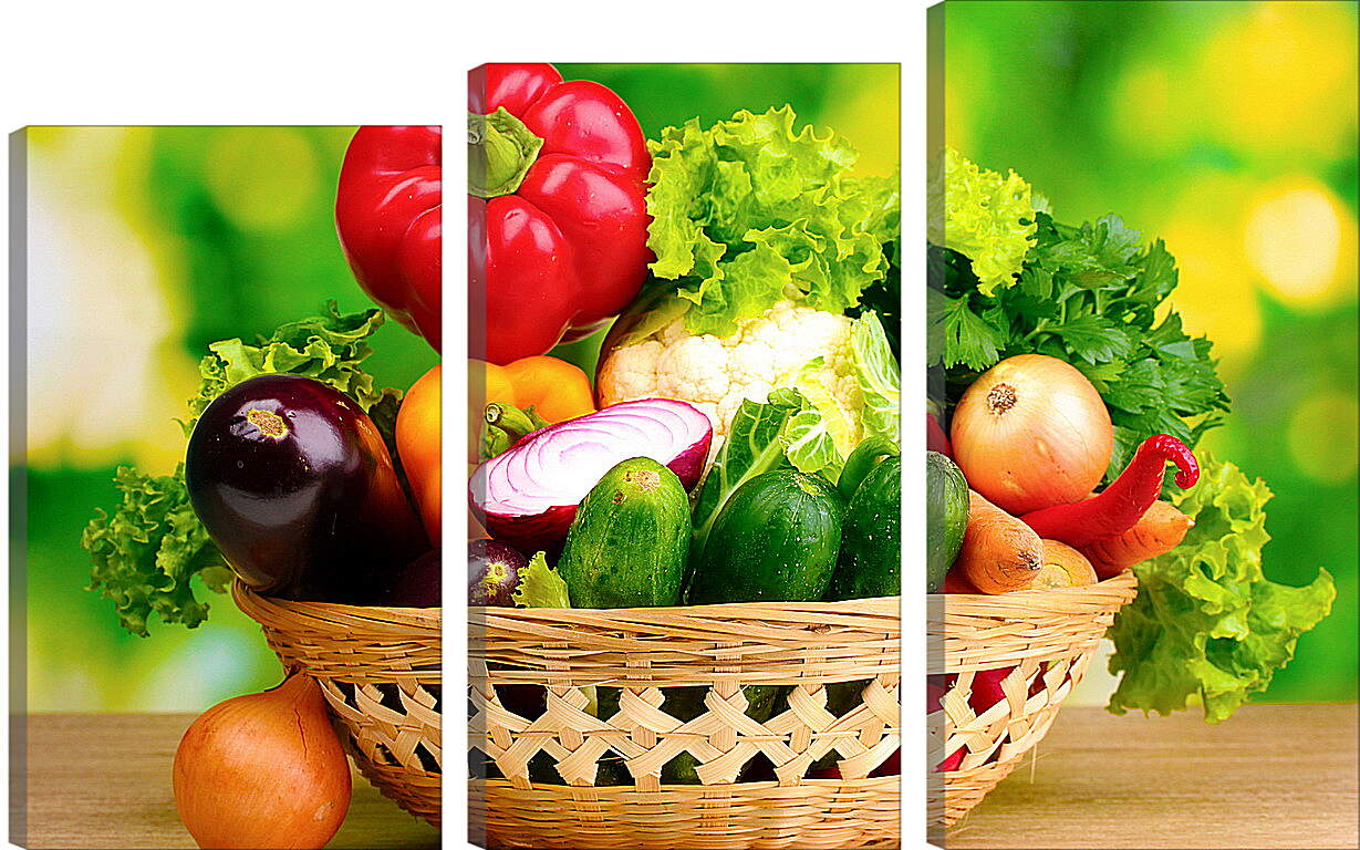 Модульная картина - Плетёная корзинка овощей