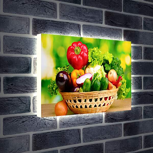 Лайтбокс световая панель - Плетёная корзинка овощей