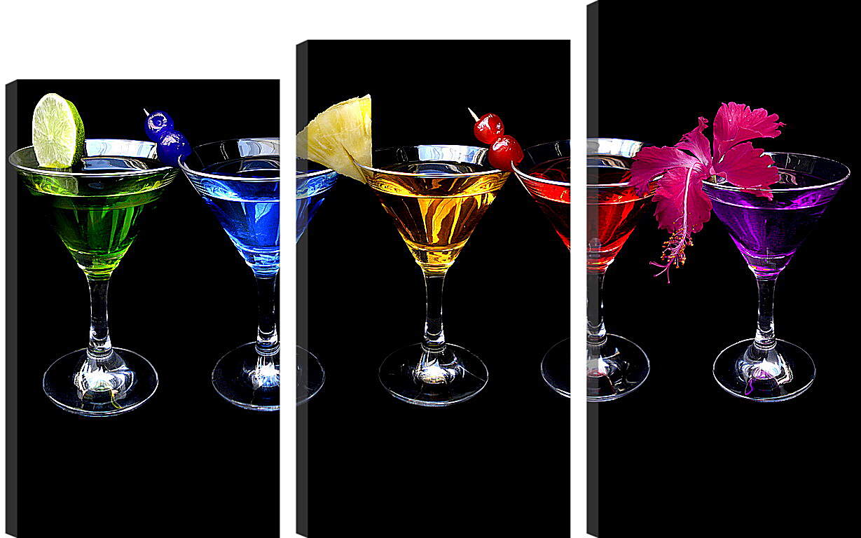 Модульная картина - Пять разноцветных коктейлей
