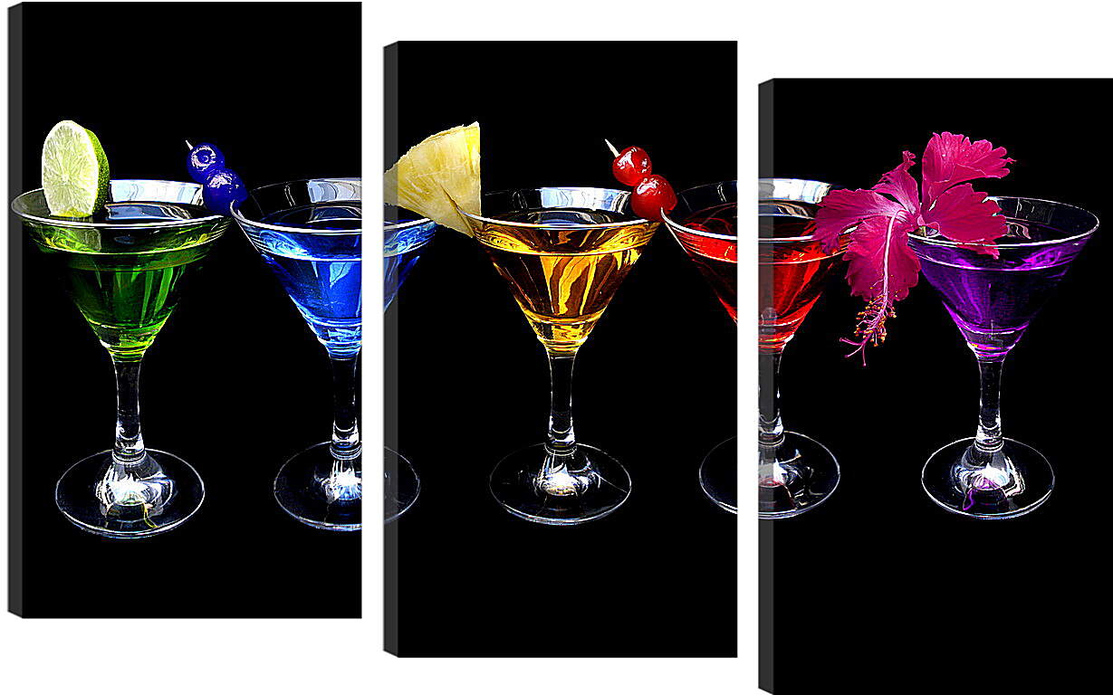 Модульная картина - Пять разноцветных коктейлей
