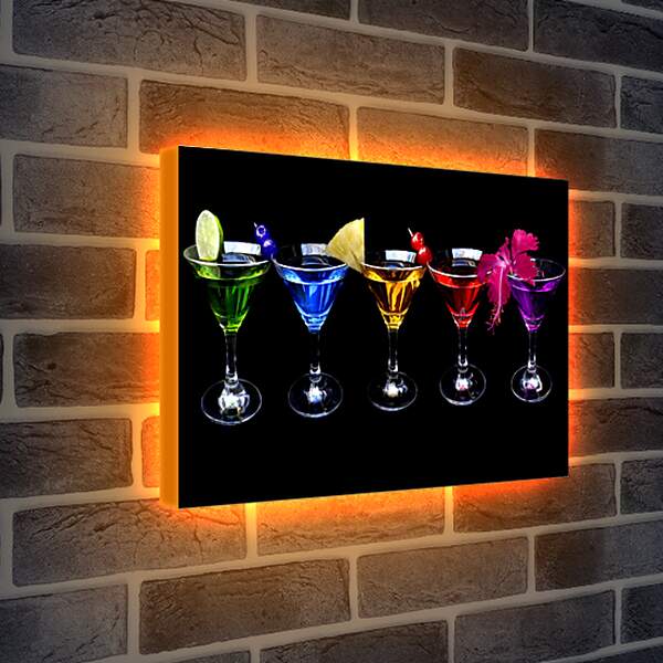 Лайтбокс световая панель - Пять разноцветных коктейлей