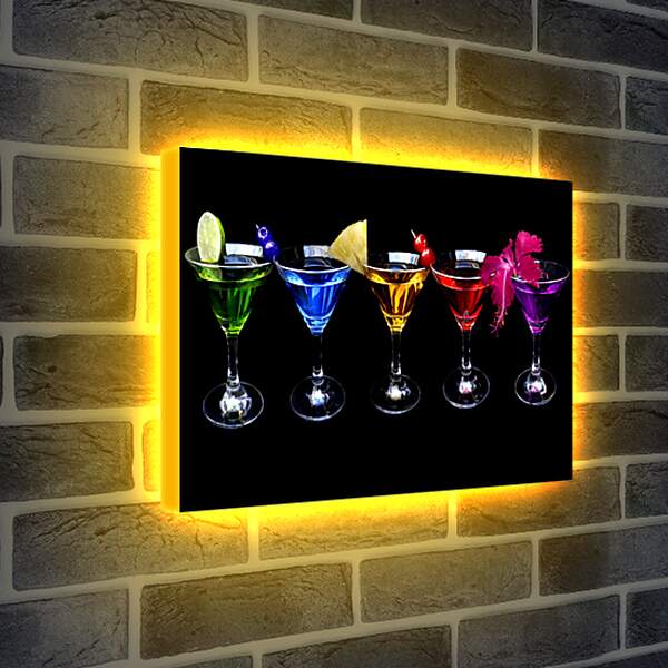 Лайтбокс световая панель - Пять разноцветных коктейлей