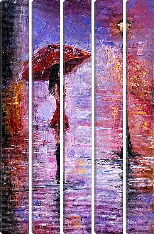 Модульная картина - Девушка под зонтом