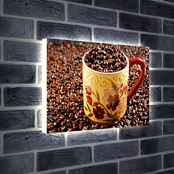 Лайтбокс световая панель - Полная кружка кофейных зёрен