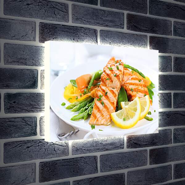 Лайтбокс световая панель - Вилка и салат на столе