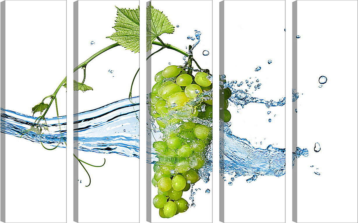 Модульная картина - Зелёный виноград омываемый водой